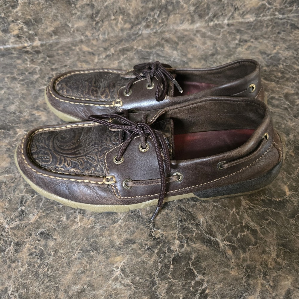 TWISTED X LOAFERS WOMENS BROWN LEATHER UPPER LACE UP SIZE 7.5M